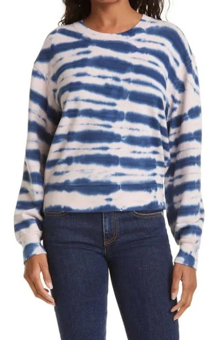 Rails Ramona Pullover Sweater Women's XXS Striped Tie Dye Indigo Long Sleeve